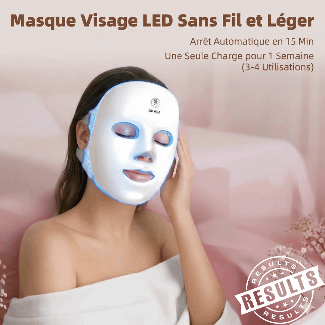 LuxeDerma™ Soin LED Visage, LED facial treatment for glowing skin, lightweight and wireless design.